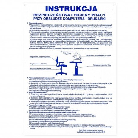 Tabliczka Instrukcja BiHP przy Obsłudze Komputera i Drukarki 1szt