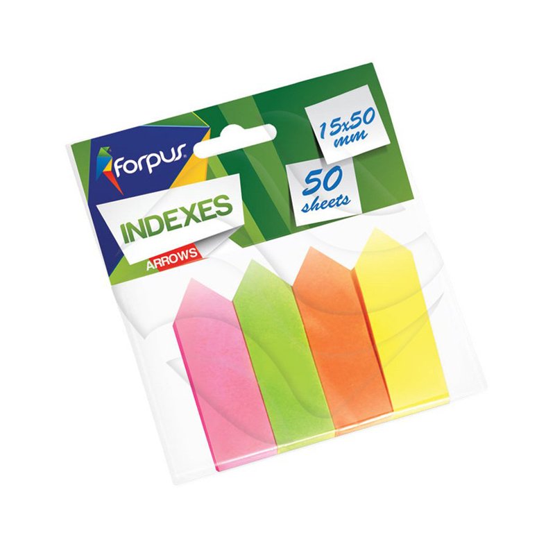 Zakładki Indeksujące 15x50 Strzałka 50k 4Kol Neon /Forpus