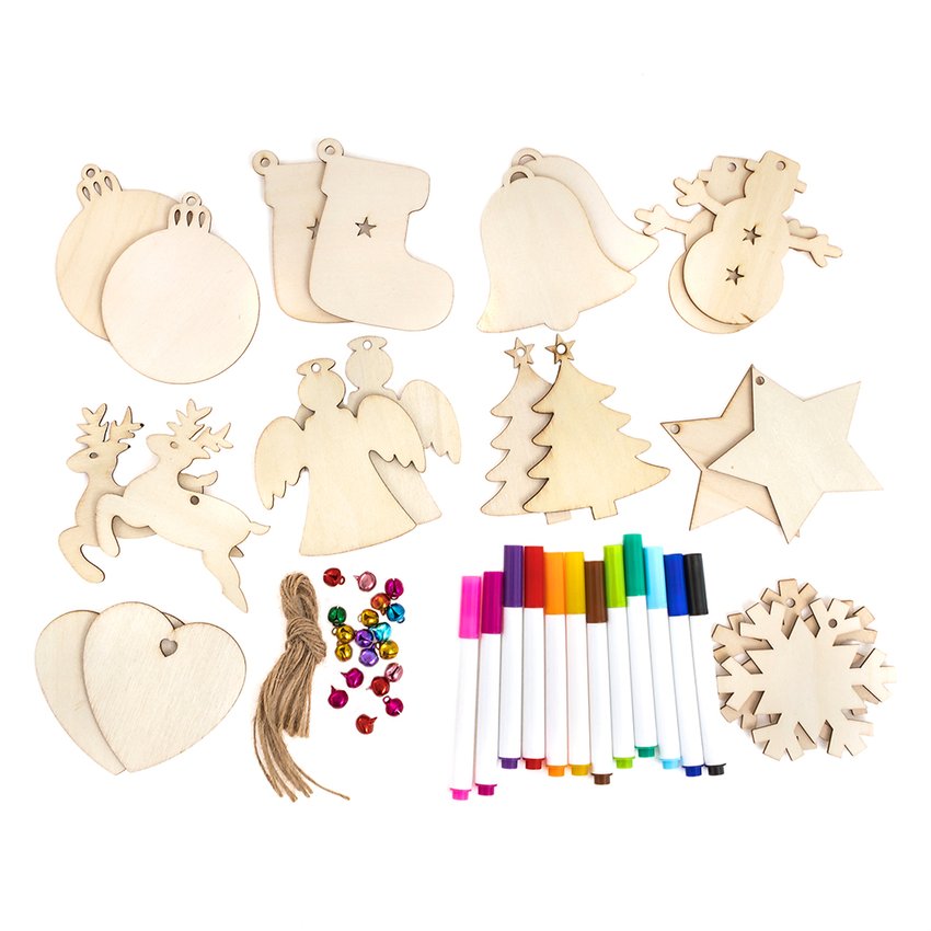 Zestaw Kreatywny Drewniane Ozdoby Świąteczne 72szt. /DpCraft