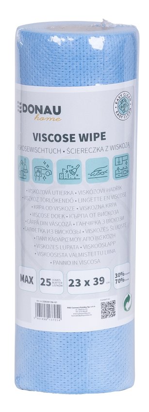 Ścierka DONAU HOME z wiskozą 70%, rolka max 23x39cm 25 listków niebieska