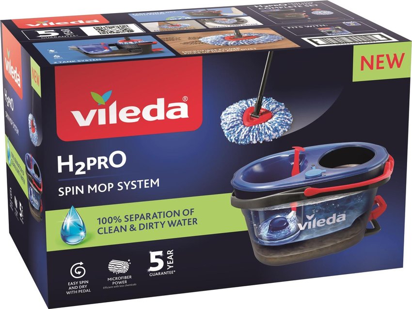 Vileda H2PRO Turbo zestaw mop obrotowy czerwony 5L