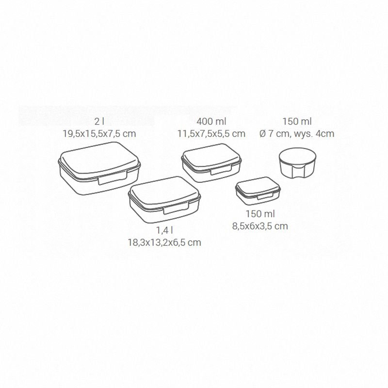 Zestaw 5 Pojemników Na Żywność Foodie Lunch Box Zielony / Mintra