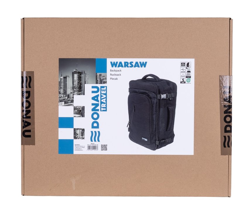 Plecak DONAU TRAVEL Warsaw 15,6" 23l USB + kabel czarny