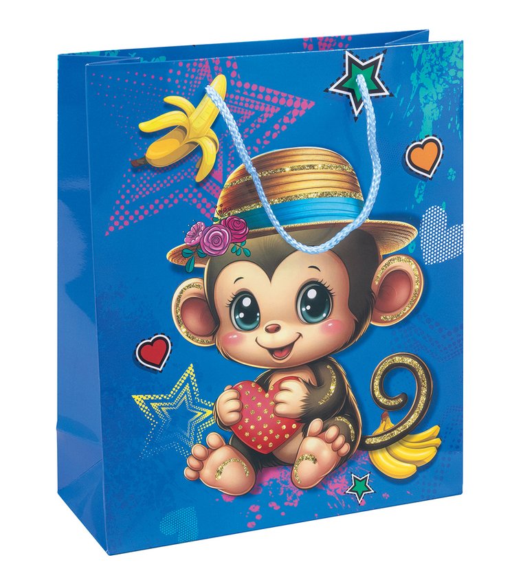 Torebka na prezenty DONAU HOME laminowana 25x30x10cm dziecięca sznurek mix wzorów