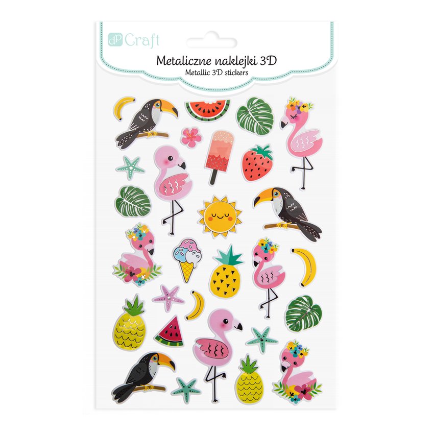Naklejki Metaliczne 3D 29szt. Tropiki /DpCraft