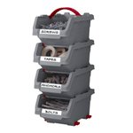 Curver CLICK BIN zestaw 4 małych pojemników 0,45L srebrny