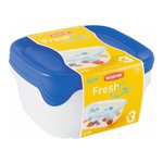 Curver Fresh&Go zestaw pojemników kwadratowych 3x0,8L niebieski transparentny