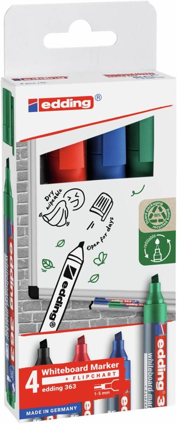 Marker do tablic suchościeralnych e-363 EDDING 1-5 mm 4 szt., mix kolorów