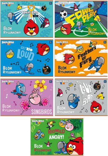 Blok Rysunkowy A4 20k Biały Angry Birds RIO /Interdruk