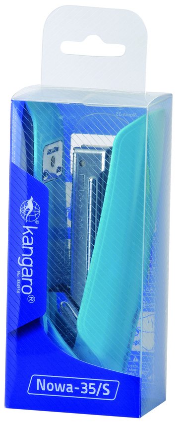 Zszywacz Kangaro Nowa-35/S Zszywa Do 25 Kartek Plastikowy W Pudełku PP Turkusowy