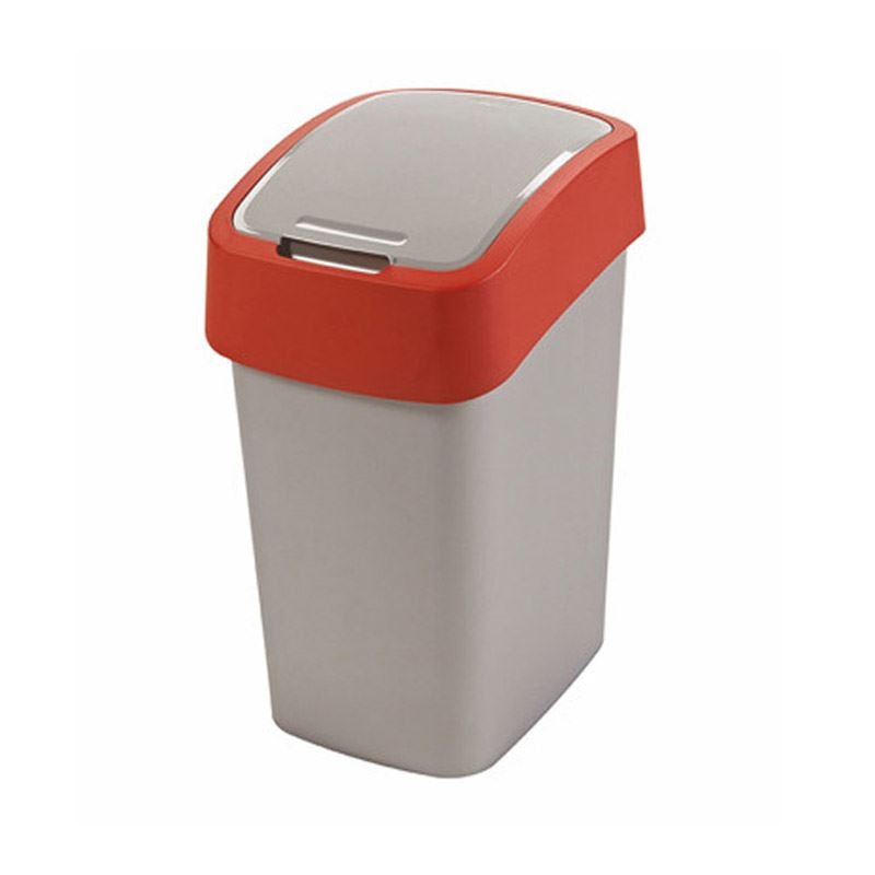 Kosz uchylny na śmieci 25L Curver Flip srebrno czerwony