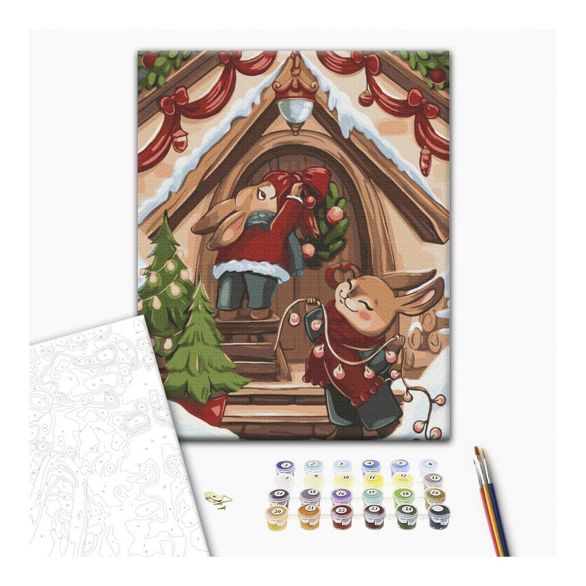 Malowanie po numerach BRUSHME 30x40 cm świąteczne króliczki 1 szt.