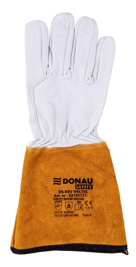 Rękawice spawalnicze DONAU SAFETY DS-KEV WELTIG kevlar skóra kozia rozm. 10/XL biało-złote