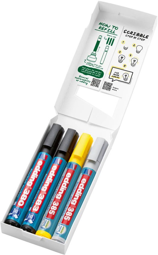 Zestaw markerów do efektów na flipchartach e-385 e-380 i e-383 EDDING 4 szt., mix kolorów