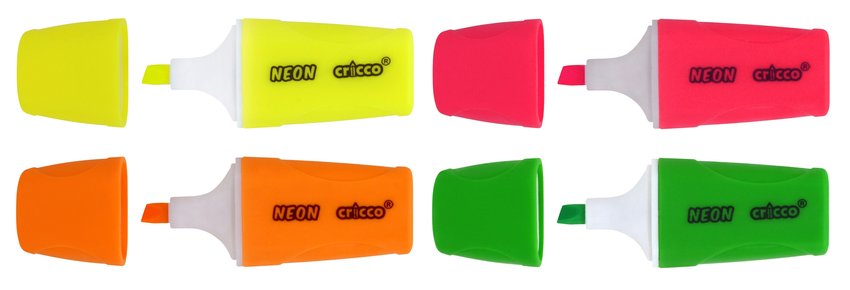 Zakreślacze Mini Cricco Neon 4-Kol. Etui