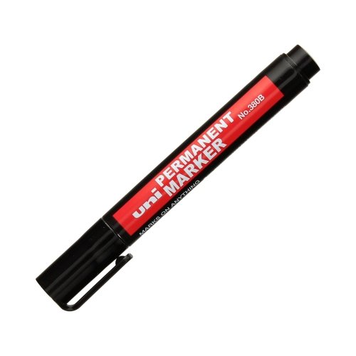 Czarny marker permanentny Uni 380B z końcówką ściętą