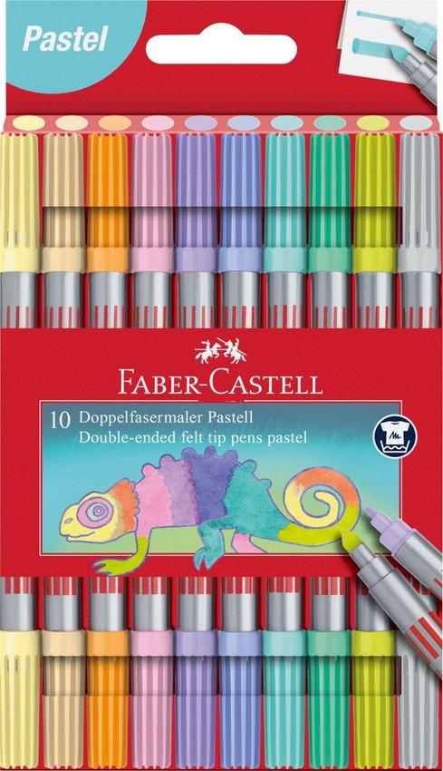 Flamastry Dwustronne 10 Kol. Pastelowych Opakowanie Kartonowe Faber-Castell