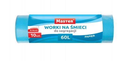Worki Na Śmieci LDPE 60L A'10 Niebieskie do Segregacji Odpadów Papier /Master