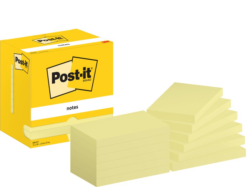 Bloczek samoprzylepny POST-IT 76x127mm 12x100 kart., żółty