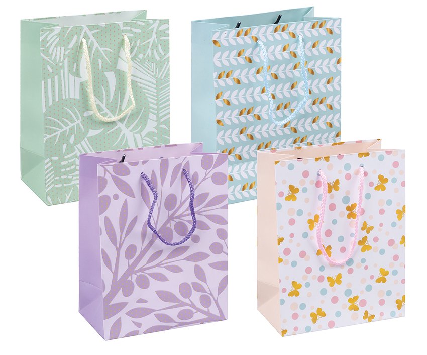 Torebka na prezenty DONAU HOME laminowana 18x23x10cm całoroczna sznurek mix wzorów