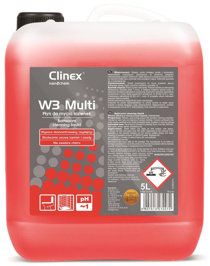 Środek Clinex W3 Multi 77-119 do łazienek i sanitariatów 5L