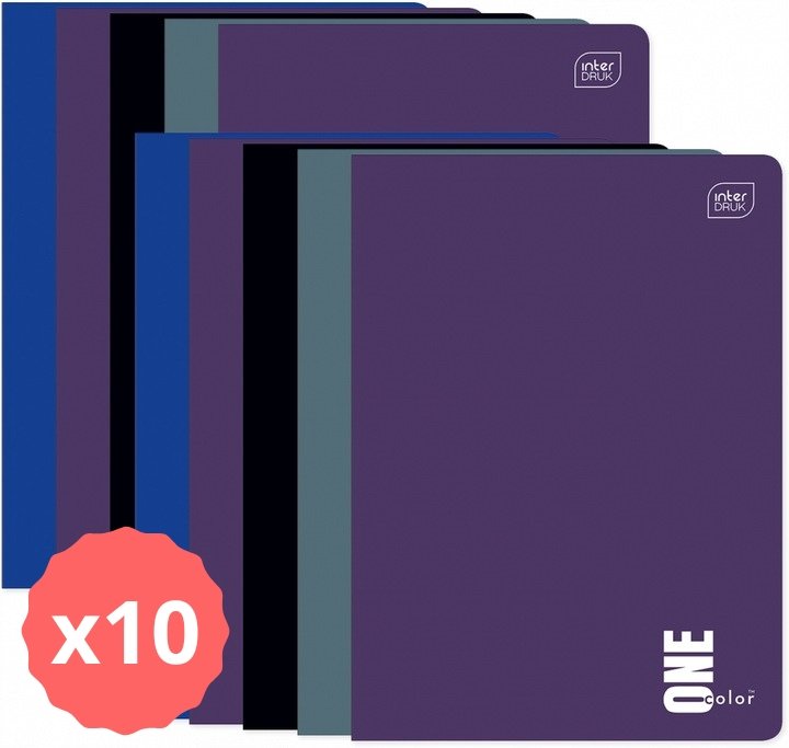 Zestaw (x10) Zeszyt A5/60 Kratka One Color MIX / Interdruk
