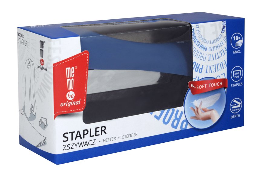 Zszywacz 24/6 Memobe Soft-Touch Niebieski Pastelowy