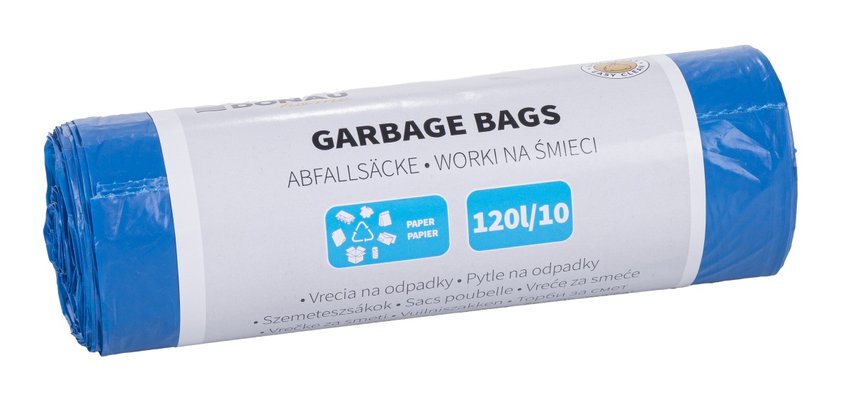 Worki na śmieci DONAU HOME do segregacji papier (LDPE), 120l 10 szt., niebieskie