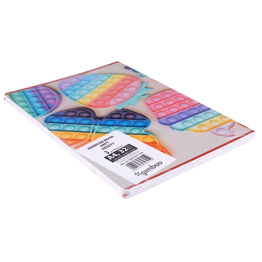 Zeszyt szkolny GIMBOO A4 w 3 linie 32 kart., 70gsm mix wzorów