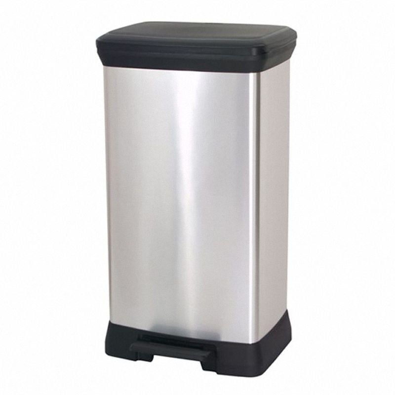 Metalowy kosz pedałowy 50L srebrny Curver 187177