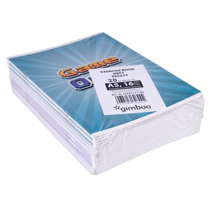 Zeszyt szkolny GIMBOO A5 w kratkę 16 kart., 70gsm mix wzorów