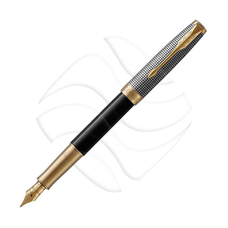 Parker Pióro Wieczne Sonnet Premium Chiselled Serbrno-Czarne GT(18K) FP (F) [1931537]