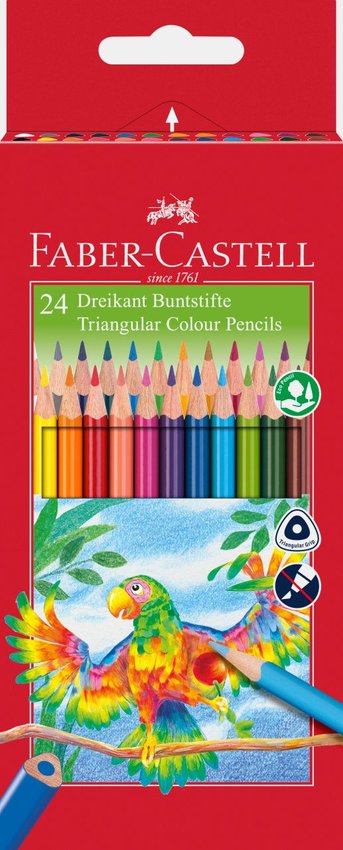 Kredki Ołówkowe Trójkątne 24 Kol.Op.Kartonowe Faber-Castell