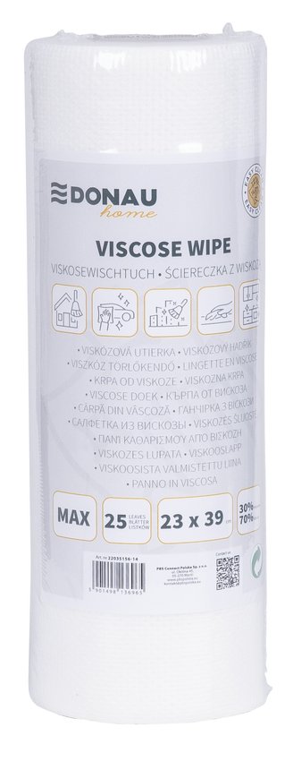 Ścierka DONAU HOME z wiskozą 70%, rolka max 23x39cm 25 listków biała