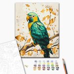 Malowanie po numerach BRUSHME 40x50 cm gold szmaragdowa papuga 1 szt., w pudełku