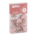 Klipy do dokumentów APLI Up North 19mm 15szt pudełko z zawieszką różowe