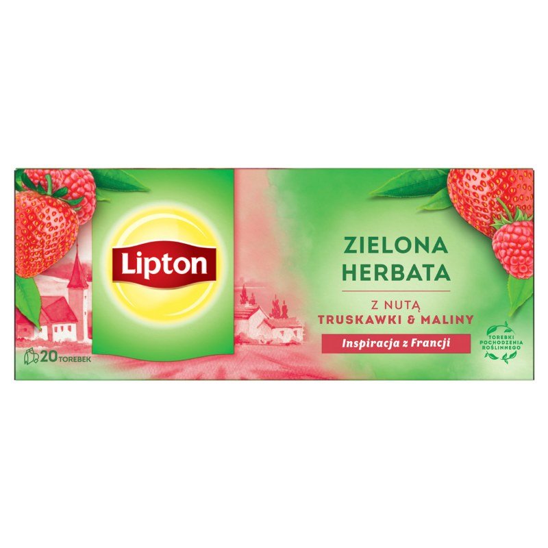 Herbata Lipton Zielona Z Nutą Truskawki I Maliny 20 Torebek