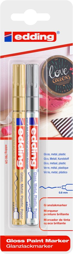 Marker olejowy połyskujący e-780 EDDING 08mm 2 szt., blister mix kolorów