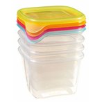 Curver Fresh&Go zestaw 4 pojemników kwadratowych 0,45L transparentne mix