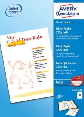 Papier Fotograficzny Classic A3 120g 100szt. Avery 297x420 Biały Matowy No.2594-100