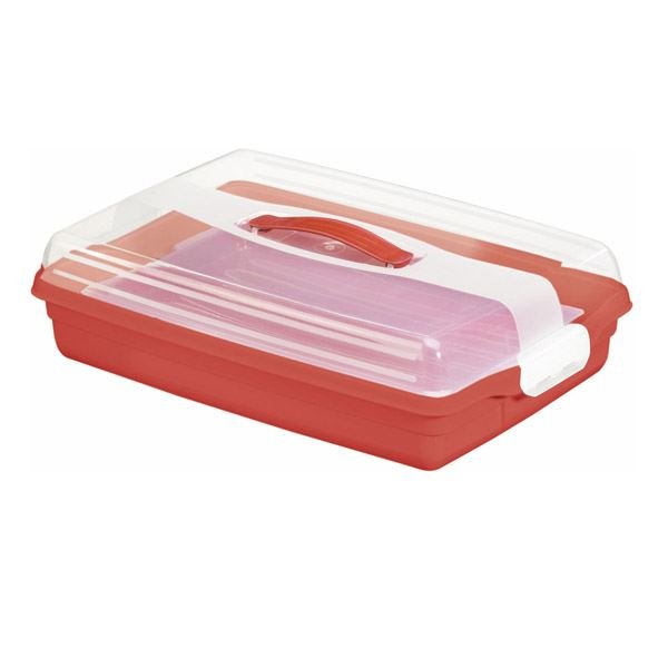 Curver 172568 duży prostokątny pojemnik na ciasto czerwony
