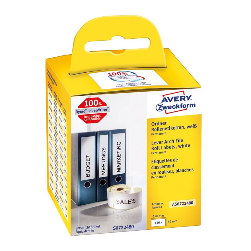 Etykiety Na Segregatory W Rolce Do Termodruku 59x190 mm 1 Rolka/110 szt. Avery AS0722480