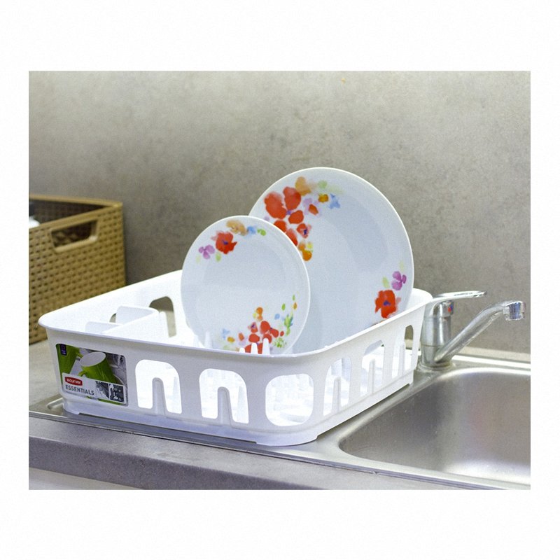 Kwadratowa suszarka do naczyń Curver Essentials biała