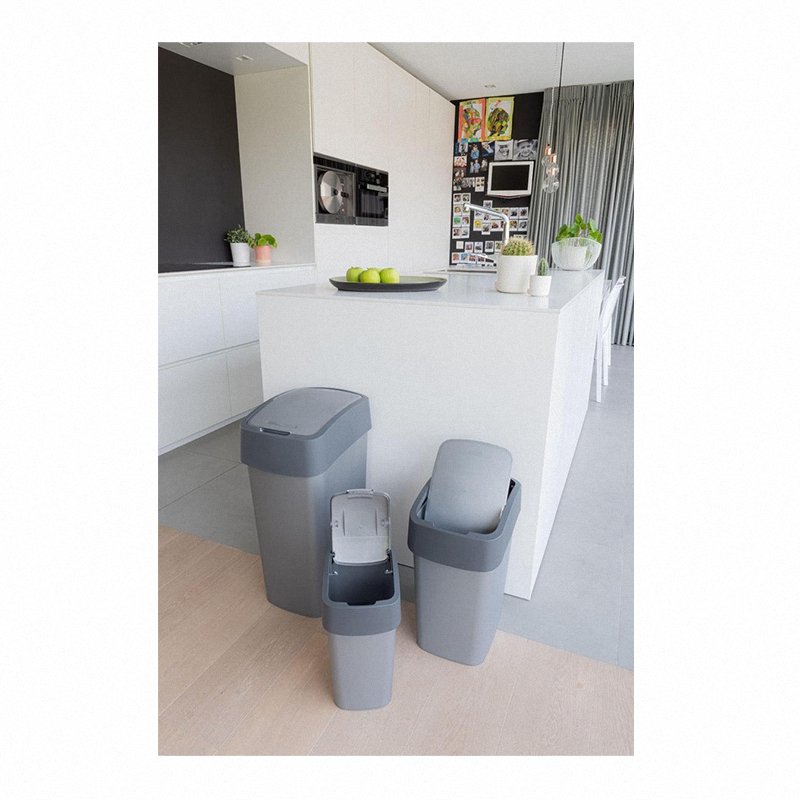 Kosz uchylny na śmieci 25L srebrny Curver model 186157