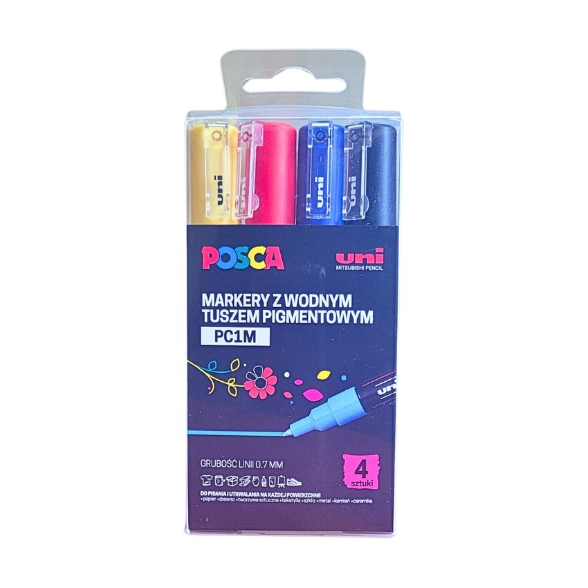Komplet markerów plakatowych Uni Posca PC-1M 4 szt.