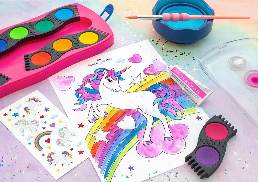 Display Grip Edycja Unicorn  (15 X Kredki Grip 10+3, 10 X Kredki Grip 18+6, 5 X Pędzelki, 3 X Farby)Faber-Castell