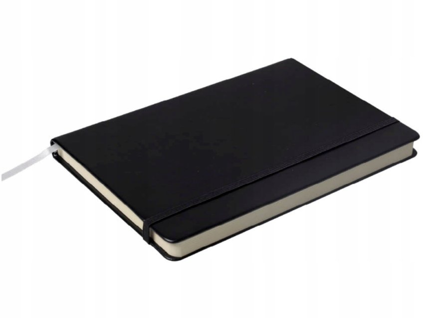 Notatnik Biurowy A6 Twardy w Kratkę z Gumką O.NOTE Berlin 128str. Czarny /Opus