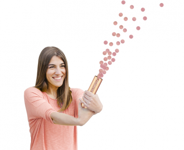 Konfetti pneumatyczne Glamour, kółeczka foliowe różowo-złote / 15 cm /GoDan