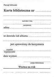 Karta Biblioteczna A7 A'100 B191/Typograf