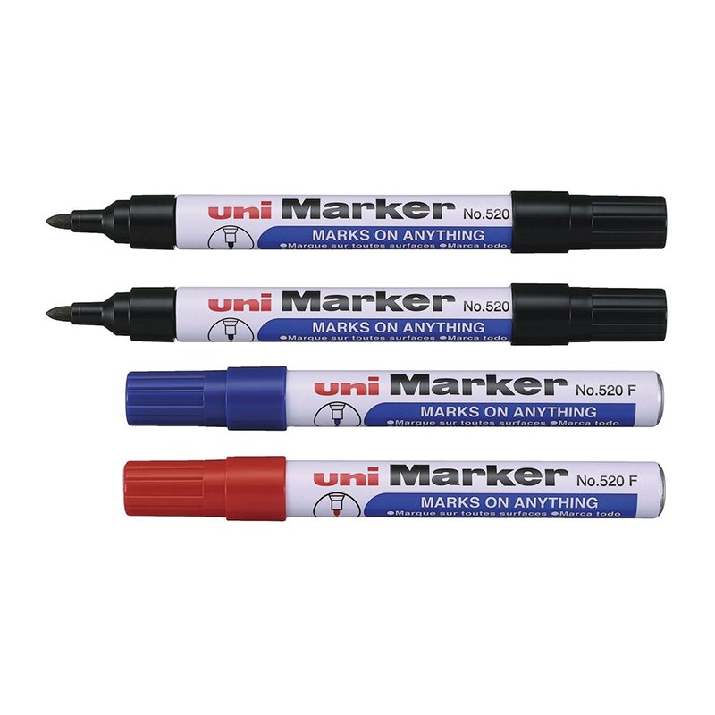 Czarny marker permanentny Uni 520 z okrągłą końcówką